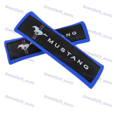 #ad 2PCS Blue Soft Car Seat Belt Shoulder Cushion Cover Pad Fit For Mustang Auto New $12.99