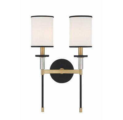 #ad Crystorama Lighting HAT 472 BF VG 2 Light Wall Sconce Black Forged Vibrant G $167.99