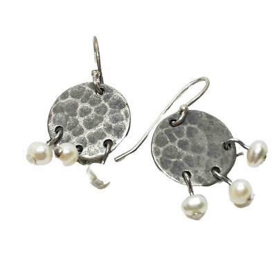 #ad Petite Sterling Silver Dangle Genuine Pearl Pierced Earrings $17.50