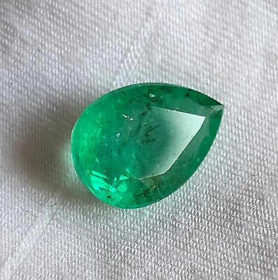 #ad Lustrous Natural Zambian Emerald teardrop cut pear shape 2.49carats $134.99