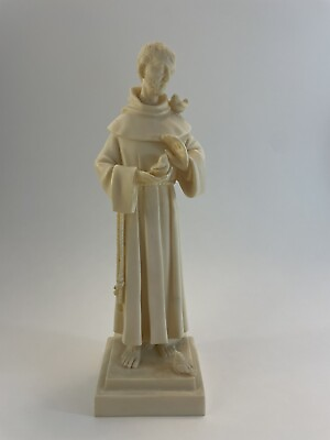 #ad Vintage Antique St. Francis Alabaster Statue Italy Bianchi 8.25” Tall $35.00
