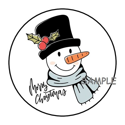 #ad 30 MERRY CHRISTMAS SNOWMAN ENVELOPE SEALS LABELS STICKERS 1.5quot; ROUND PARTY FAVOR $2.64
