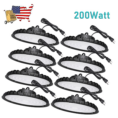 #ad 8 Pack 200W UFO Led High Bay Light Commercial Warehouse Factory Lighting Fixture $194.01