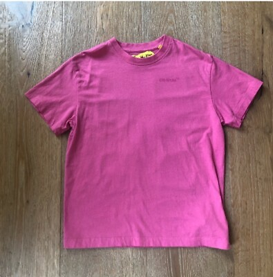 #ad Off white Virgil Abloh Logo Girls Pink Tee Size 8 $46.99