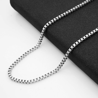 #ad 1.5 2 2.5 3mm Wholesale REAL Stainless Steel Box Chain Necklace 16 36#x27;#x27; $2.00