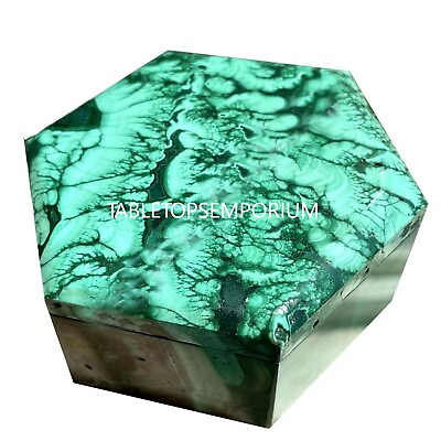 #ad Unique Stone Inlaid Malachite box for jewelry high quality Gemstone Box Decors $195.60
