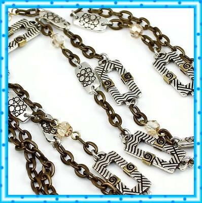 #ad Brighton Acoma Long Brass Silver Necklace NWT $88 $44.00
