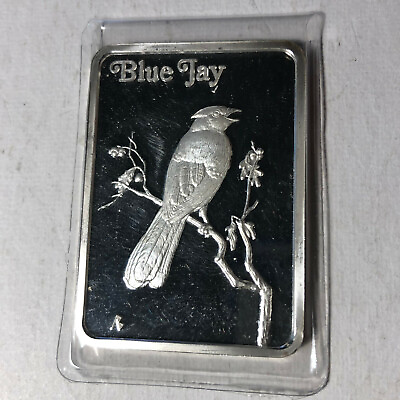 #ad Hamilton Mint Birds of America Blue Jay Silver Art Bar $99.00