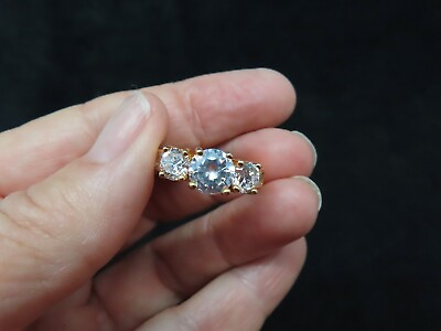 #ad Vintage Contemporary Gold Tone CZ Engagement Ring Marked 14kt IT IS NOT SZ 8.25 $13.49