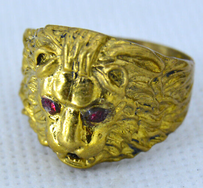 #ad EXTREMELY RARE ANCIENT BRONZE ANTIQUE ROMAN RING LION HEAD ARTIFACT AMAZING $38.00
