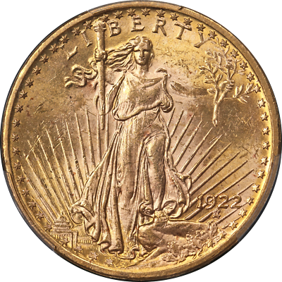 #ad 1922 P Saint Gaudens Gold $20 PCGS MS63 Superb Eye Appeal Strong Strike $2691.00