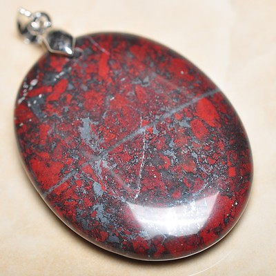 #ad Extremely Red Natural Bloodstone 925 Sterling Silver Clasp 2quot; Pendant #P06999 $9.74
