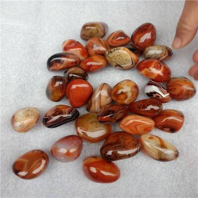 #ad 10Pcs Natural Healing Reiki Crystal Agate Palm Stones Sardonyx Carnelian 20 30mm $21.85