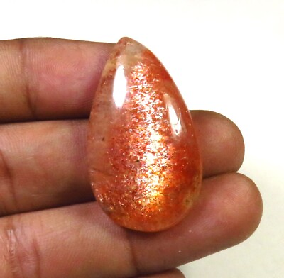 #ad #ad Natural Sparkle Confetti Sunstone 34x20 mm African Gemstone Pear Cabochon SU 369 $17.49