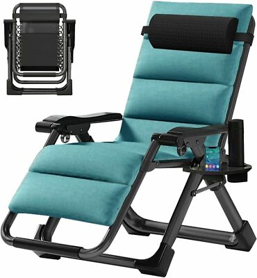 #ad Zero Gravity Chair Premium Lawn Recliner Folding Chaise Lounge amp; Cushion 440LB $106.00