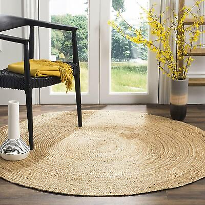 #ad Rug 100% Natural Jute Round Braided Farmhouse Area Rug Rustic Look Floor Carpet $30.29