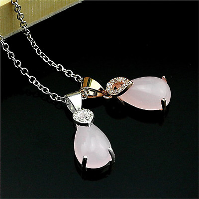 #ad 925 Sterling Silver Plated Zircon Drip Pendant Necklace Wedding Party Gift P015 $2.69