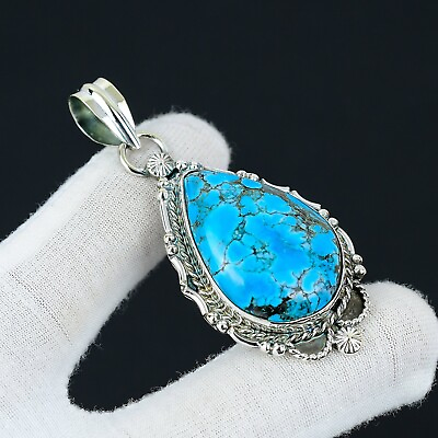 #ad Tibetan Turquoise Gemstone Pendant Handmade 925 Sterling Silver Pendant For Her $14.99