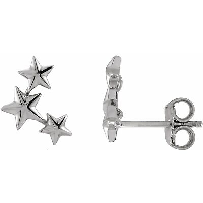 #ad 14k White Gold Star Ear Climbers Earrings for Mother#x27;s Day Gift $480.00