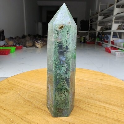 #ad 335g Natural aquatic agate column Obelisk crystal stick point healing stone $55.00