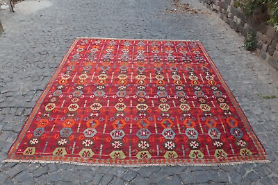 #ad Antique Value Preserved for Many Years Vintage Kilim 96X12 Handmade Wool Carpet $2245.00