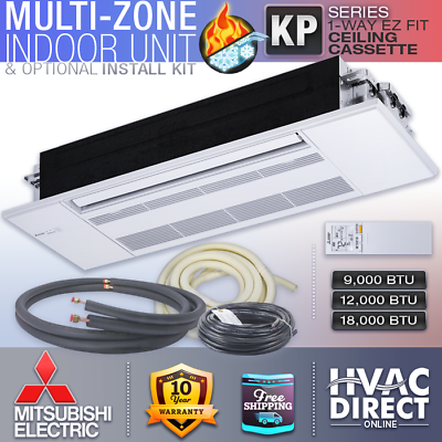 #ad Mitsubishi 9 18K BTU 1 Way Ceiling Cassette Air Handler Optional Install Kit $1465.85