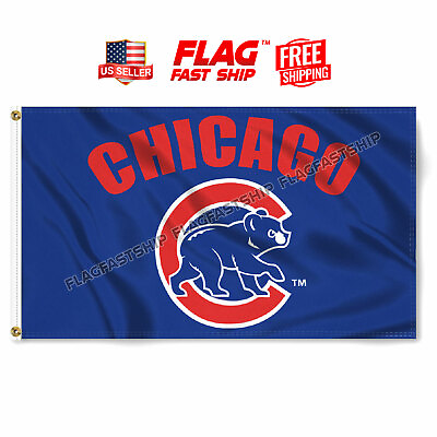 #ad Chicago Cubs Baseball Flag 3x5 Banner Cave Man MLB Fast FREE Shipping $12.98