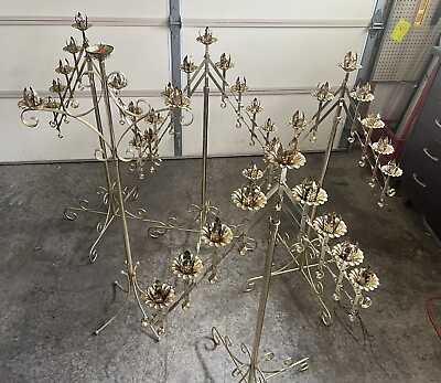 #ad large brass candle holders vintage $300.00