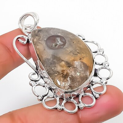 #ad Mud Crack Fossil Gemstone Handmade 925 Sterling Silver Jewelry Pendant 1.97quot; $4.89