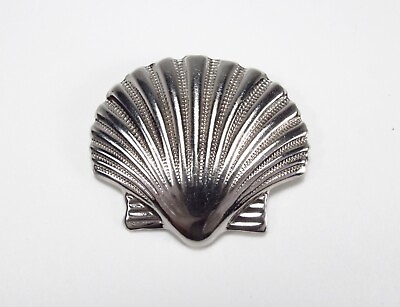 #ad Vintage 1950s Art Deco Sterling Silver Pecten Clam Sea Shell Figural Pin Brooch $24.95