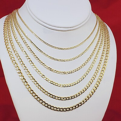 #ad 10K Solid Yellow Gold 2mm 7.5mm Curb Cuban Chain Link Necklace Bracelet 7quot; 30quot; $949.99