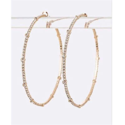 #ad Lucy Loo Womens Hoop Earrings Large Crystal Rhinestone Fashion Jewelry Ladies $10.99