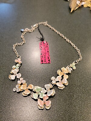 #ad BEAUTIFUL BETSEY JOHNSON SIGNED MULTICOLOR FLOWER NECKLACE 18quot; $19.95