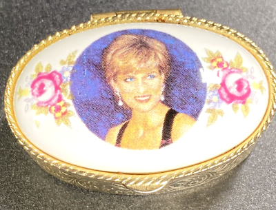 #ad Pretty Pill Box with Princess Diana on Lid $25.00