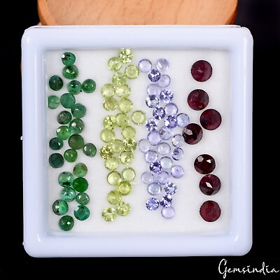 #ad 84 Pcs Natural Multi Gemstones Round Cut 2.5mm 4mm Untreated Loose Gemstones Lot $24.99