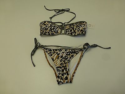 #ad Calvin Klein One Halter Bikini Swimsuit Womens Medium Animal Print New With Tags $56.00