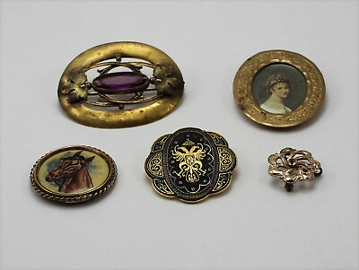 #ad Lot of 5 Assorted Vintage Victorian Style Pin Brooches Findings Craft Jewelry $99.99