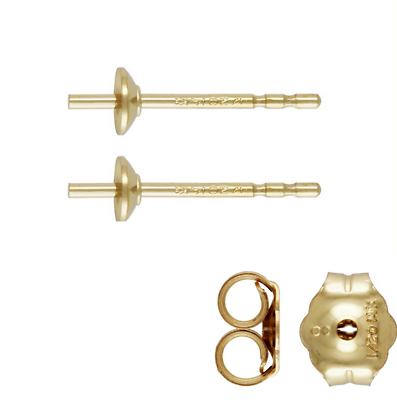 #ad DIY 14K Filled Earrings Posts Stud Pin Pearl Beads w Backs findings 4Pcs 2pairs $12.95