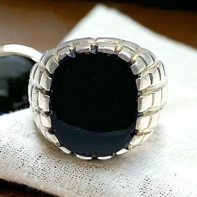 #ad Vintage Sterling Silver 925 Handcrafted Black Onyx Ring $85.00