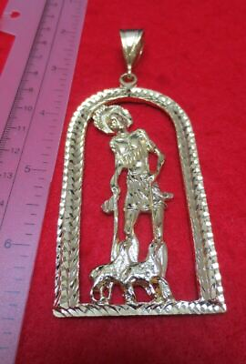 14KT GOLD EP SAINT LAZARUS CHARM PENDANT OVER 4 INCHES 9253 $15.37