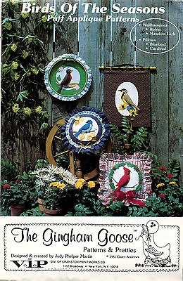 #ad 1980#x27;s VTG Birds Of The Seasons Puff Applique Quilt Pattern $12.99