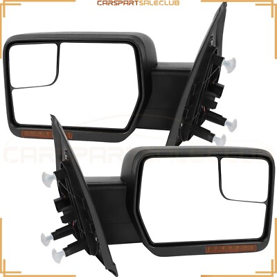 #ad Pair Tow Mirrors Power Heated Signal Puddle Light Side For Ford F150 2004 2014 $135.99