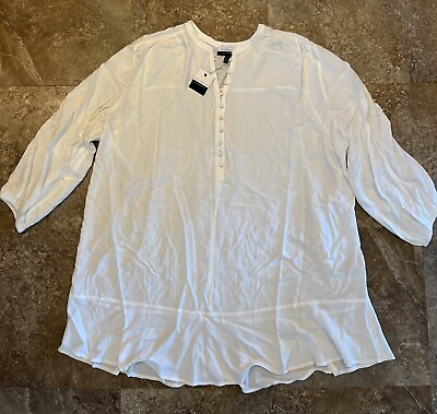 #ad Women’s ELOQUII Elements White Blouse Tunic Top Size 26 New With Tags $21.00