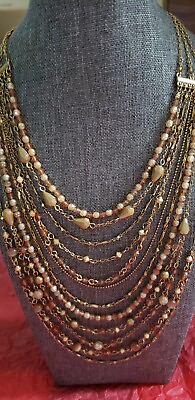#ad Beautiful Freeform 12 Strand Necklace. Lightweight Layers lay flat Easy to Wear $15.00