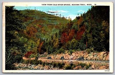 #ad Cold River Bridge Mohawk Trail Massachusetts Old Cars Forest Vintage PM Postcard $7.75