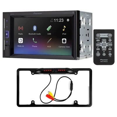 #ad New Pioneer DMH 241EX Double DIN Bluetooth Car Stereo with Backup Camera Package $230.99