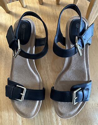 #ad Giani Bernini Women’s Bryana Wedge Sandals Black Open Toe Memory Foam Shoes 9.5M $12.00