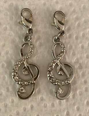 #ad Lot Of 2 Music Note Charms wLobster Clasp for Bracelet Key Chain Earrings Bag $9.99