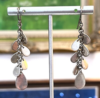#ad Sterling Silver 925 Teardrop Charm Dangle Drop Hook Earrings $18.74