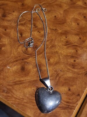#ad VTG Estate Taxco Hallmark Sterling Silver Dangle Heart Pendant And Necklace $35.00